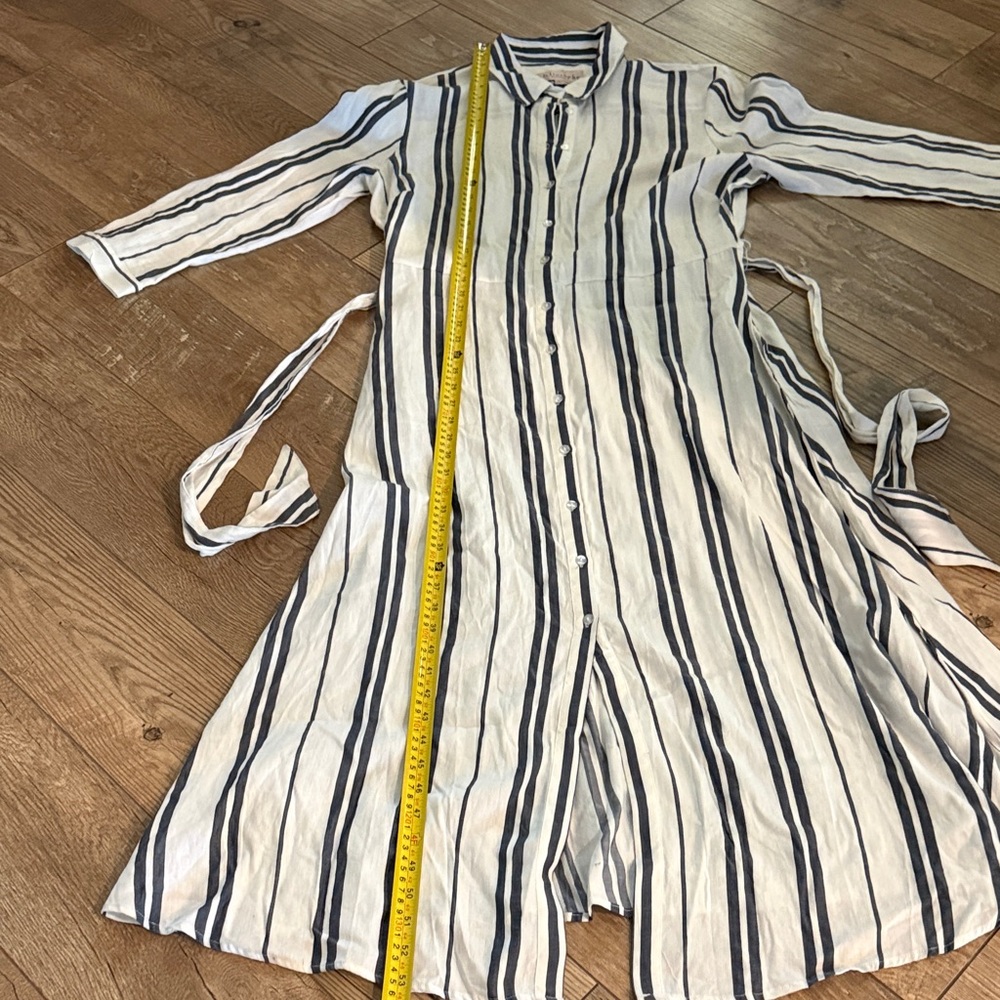 Philosophy Women's White and Black Striped Button-Front Shirt Dress - Picture 11 of 12